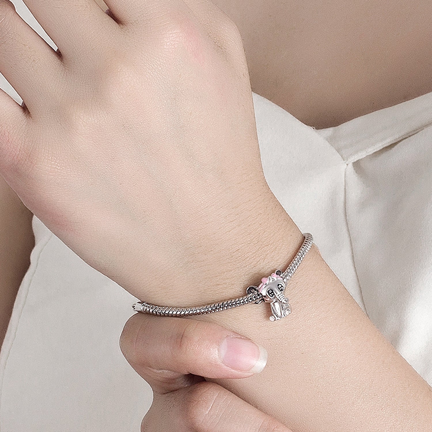 Women's Fashion Sterling Silver Snake Bone Bracelet