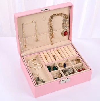 Boîte de rangement de bijoux Boîte à bijoux de luxe exquise pour colliers boucles d'oreilles or