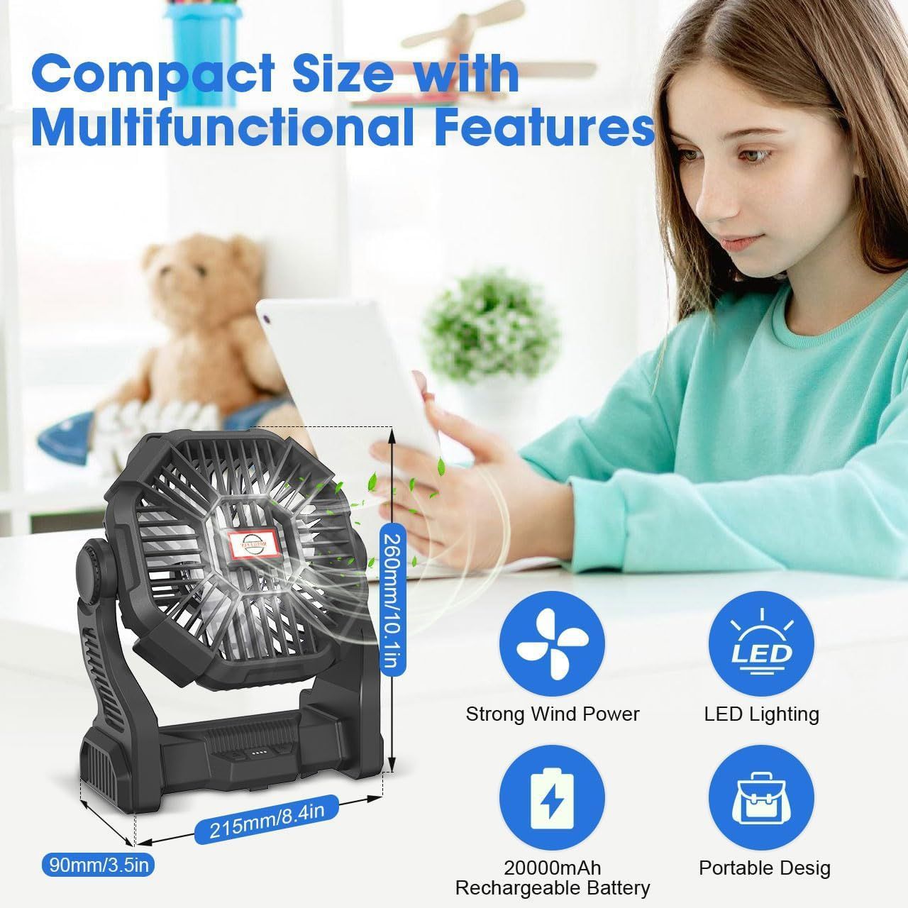 Outdoor Camping Portable Rechargeable Fan