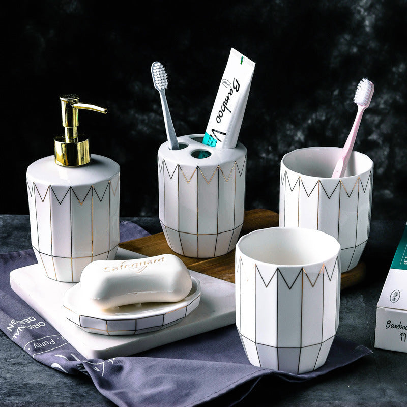 Ceramic Gold Wire Sanitary Ware Five Piece Set