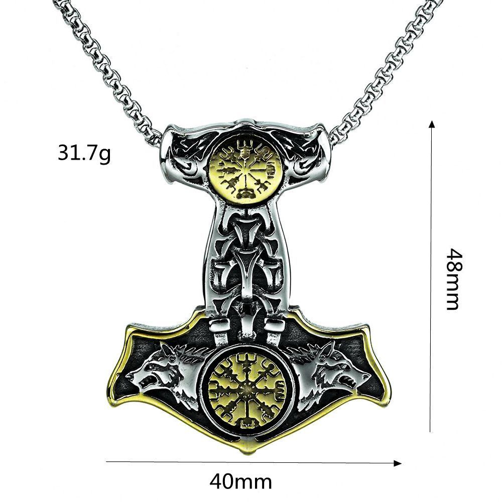 Titanium Steel Pendant Ornaments Stainless Steel Necklace Vintage Viking Impactor Men