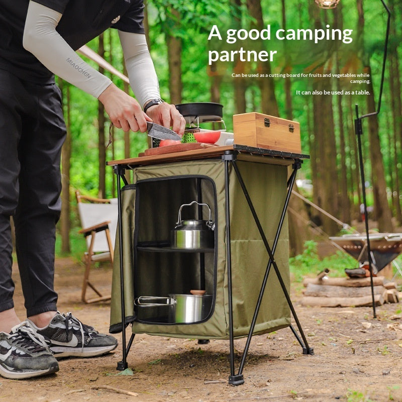 Outdoor Camping Folding Storage Cabinet Table