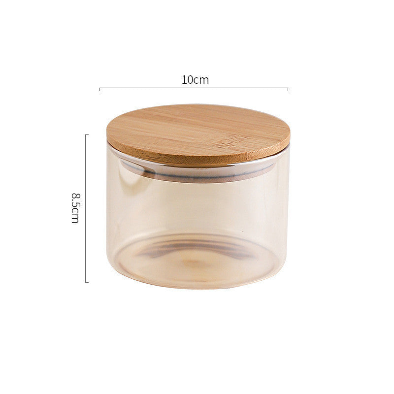 High Boron Straight Cylinder Tea Storage Jar With Wooden Lid