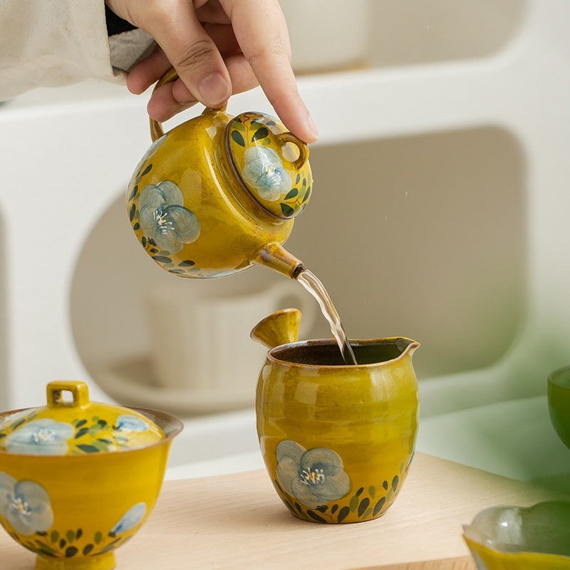 Camellia Tea Set Simple Home Teapot Tea Cup Gaiwan Complex