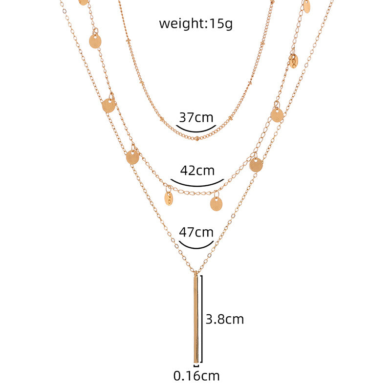 Simple round piece tassel pendant multi-layer necklace, stacked diy necklace