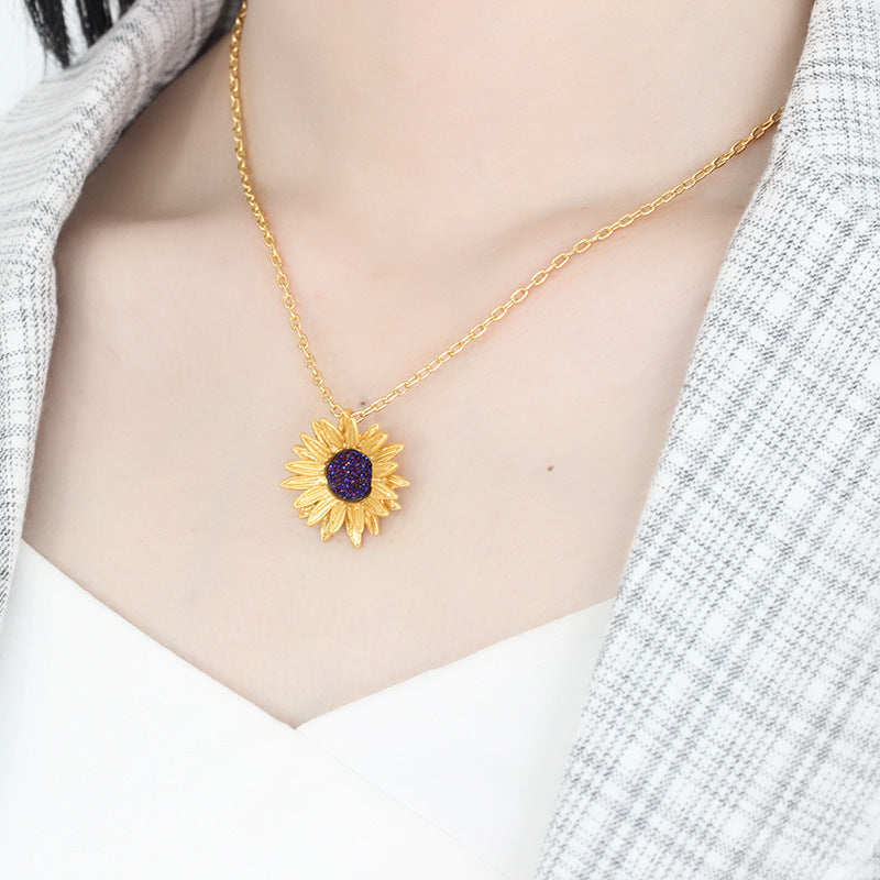 Sunflower Necklace Clavicle Chain Women's All-Match Gold SUNFLOWER Ornament