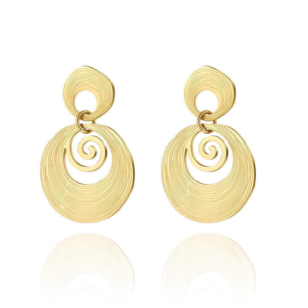 Ins Internet Celebrity Bread Texture Earrings 18K Gold-plated Stainless