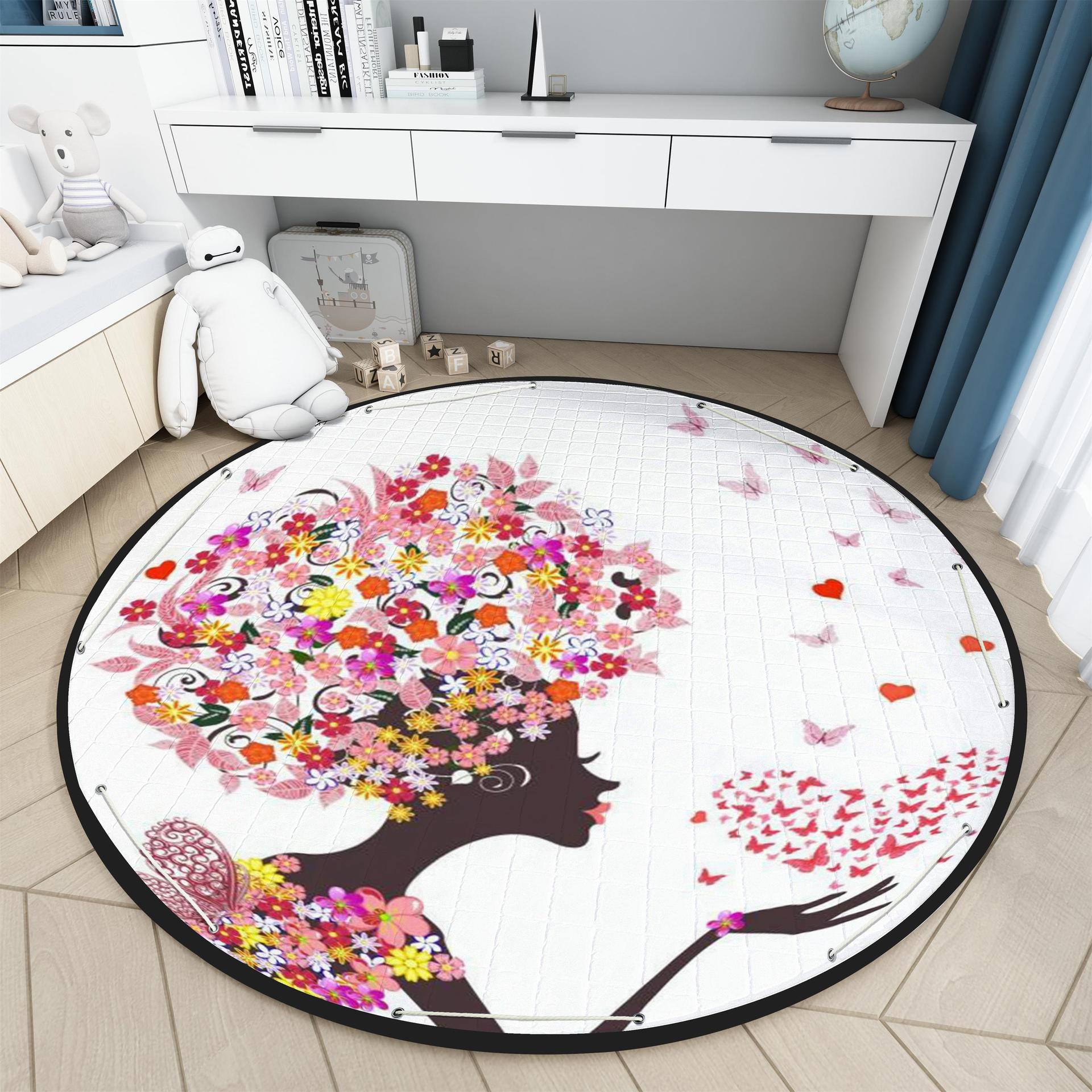 Round FARCENT Storage Mat Quilted Game Carpet Children Crawling Mat Outing Picnic Mat