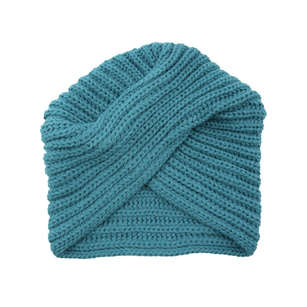 Fashion Woolen Knit Hat With Crossover Pullover