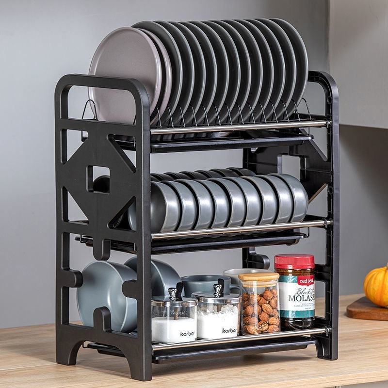 Égouttoir à vaisselle et rangement multifonctionnel pour cuisine, boîte de rangement pour couteaux, bols et baguettes, support pour assiettes