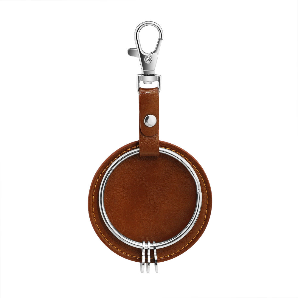 European And American Round Leather Keychain Pendant