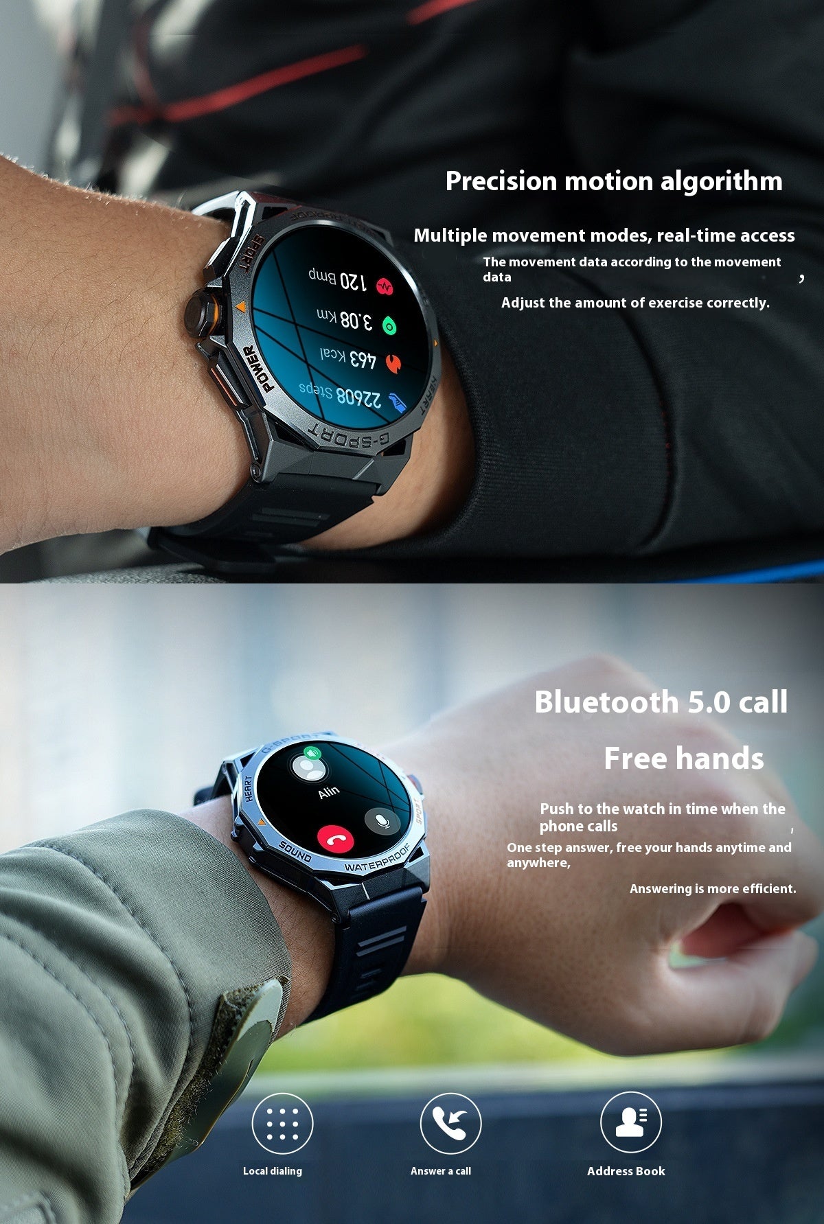 Screen Bluetooth Calling Weather Heart Rate Blood Oxygen Monitoring Smart Watch