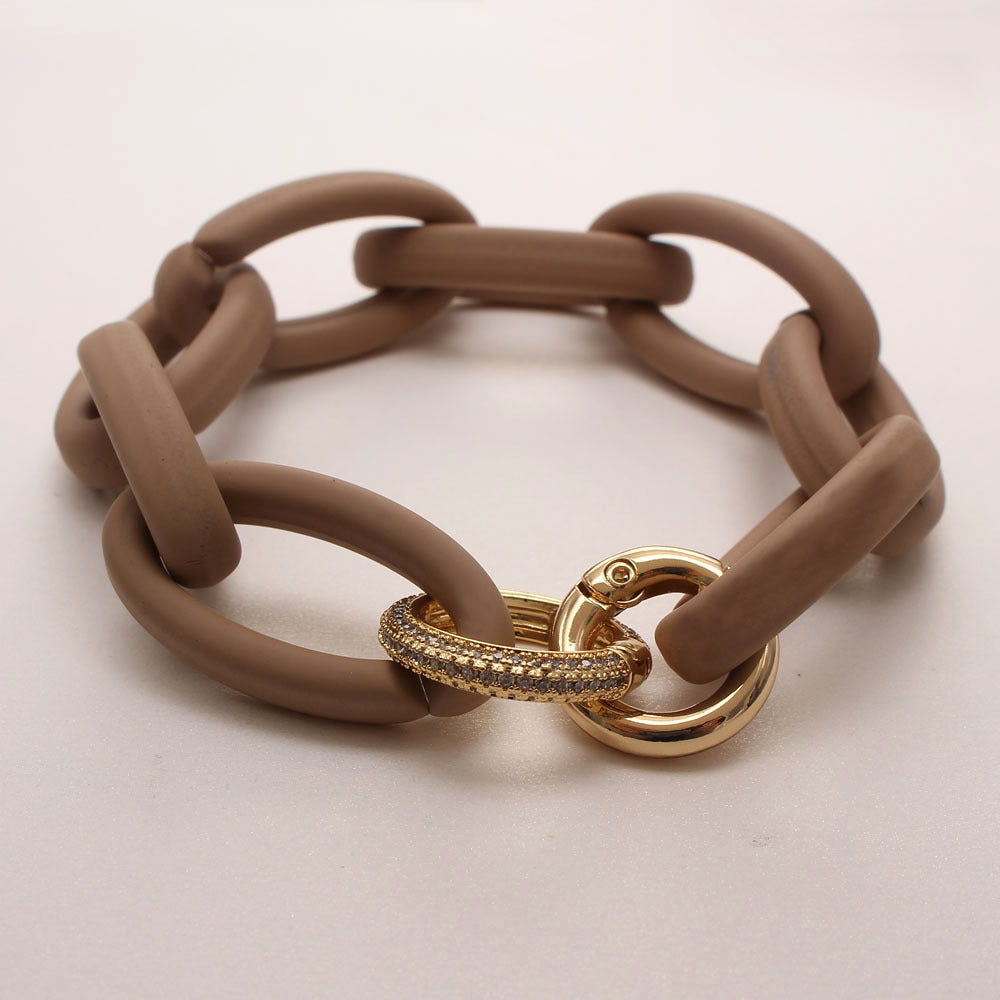 Fashion Resin Geometric Panel Acrylic Micropaved Zircon Bracelet