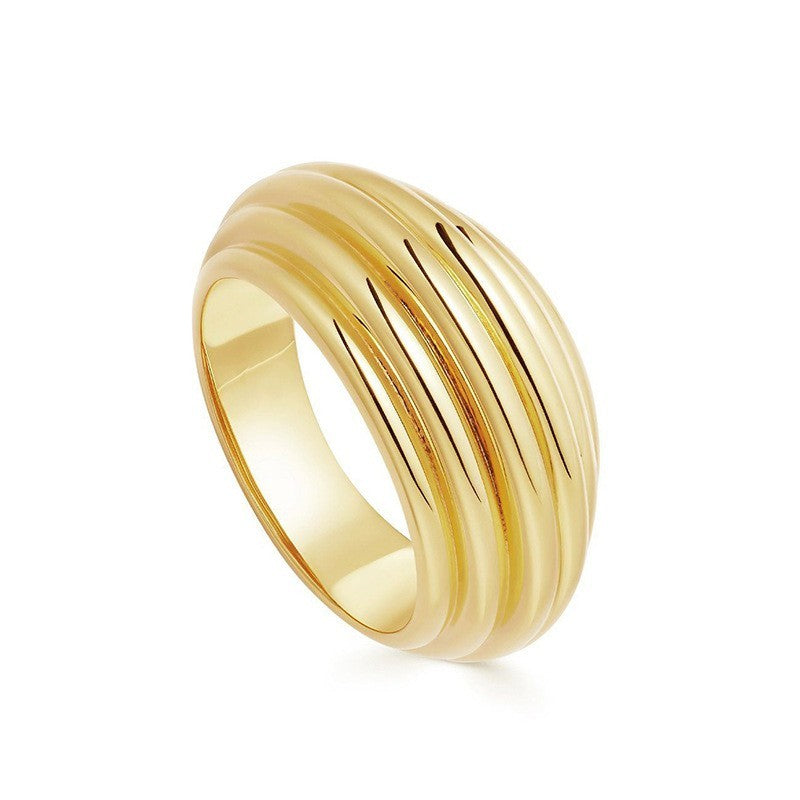 Women's Fashion Simple Plaid Wide Face Ring