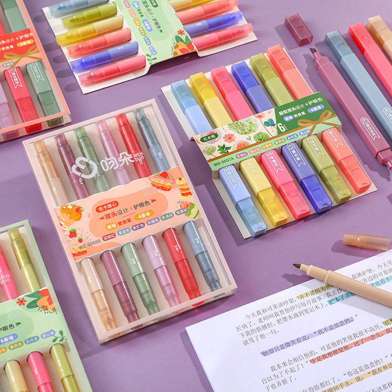 Fragrant Double-headed Fluorescent Pen Ins Girl's Heart Hand Account Watercolor Student Good-looking Key Boxed Marking Pen