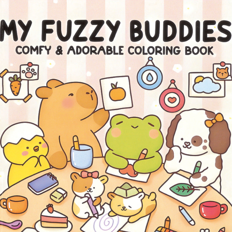 Coloring Book For Adults And Teens Cute Animal Characters Book Easy-to-start Coloring Book