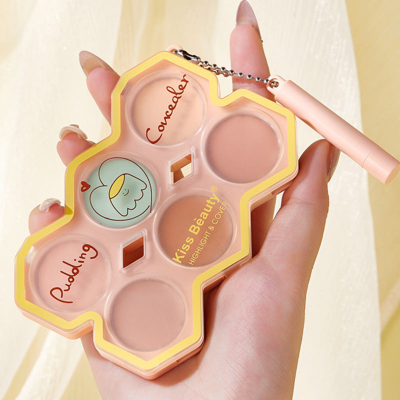 Cartoon Cream Pudding Six Color Concealer Natural Waterproof