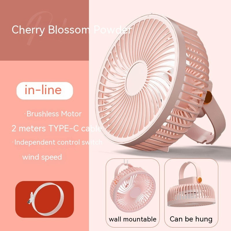 Small Electric Fan Rechargeable Night Light Portable Summer Cartoon Moving Student Bed Head Wall Desktop Mini