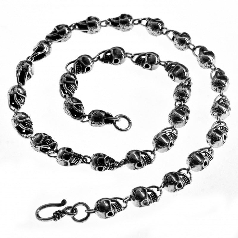 Thai Silver Retro Hip Hop Skull Street Cool Necklace