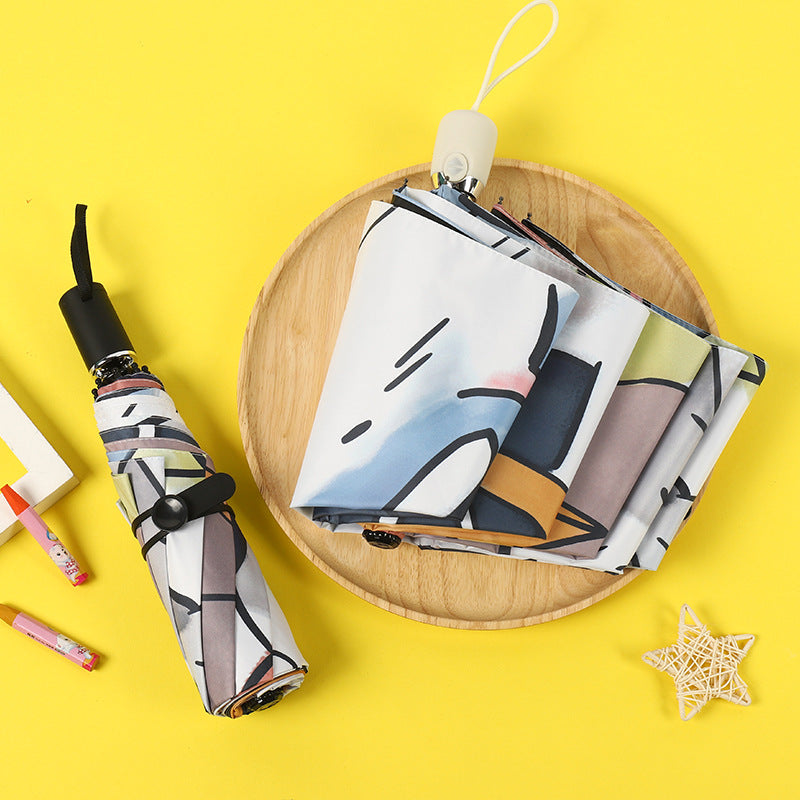 Cartoon Simple Automatic Folding Sun Umbrella