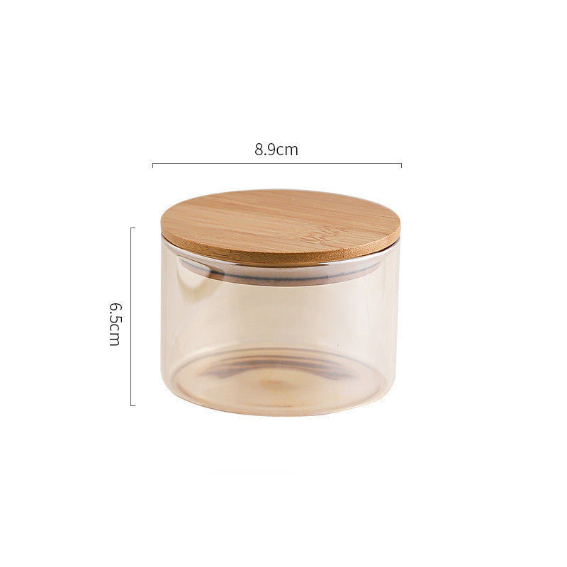 High Boron Straight Cylinder Tea Storage Jar With Wooden Lid
