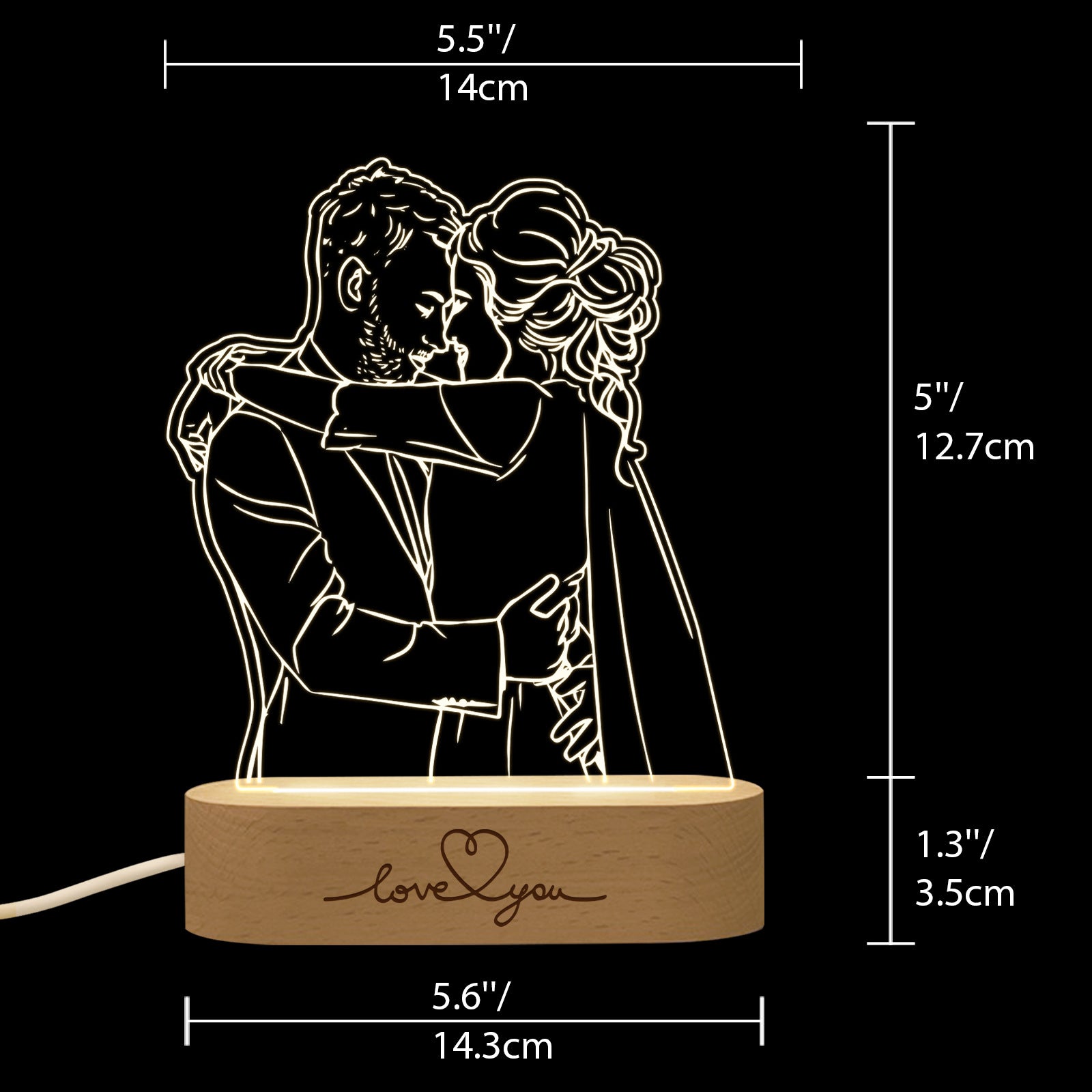 Picture To Make Lovers Acrylic Nightlight Valentine's Day