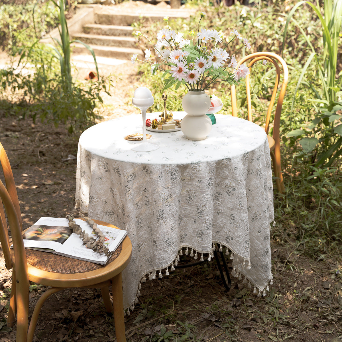 Clove Flower Broken Garden Cotton Linen Table Cloth American Decorative Dining Cloth