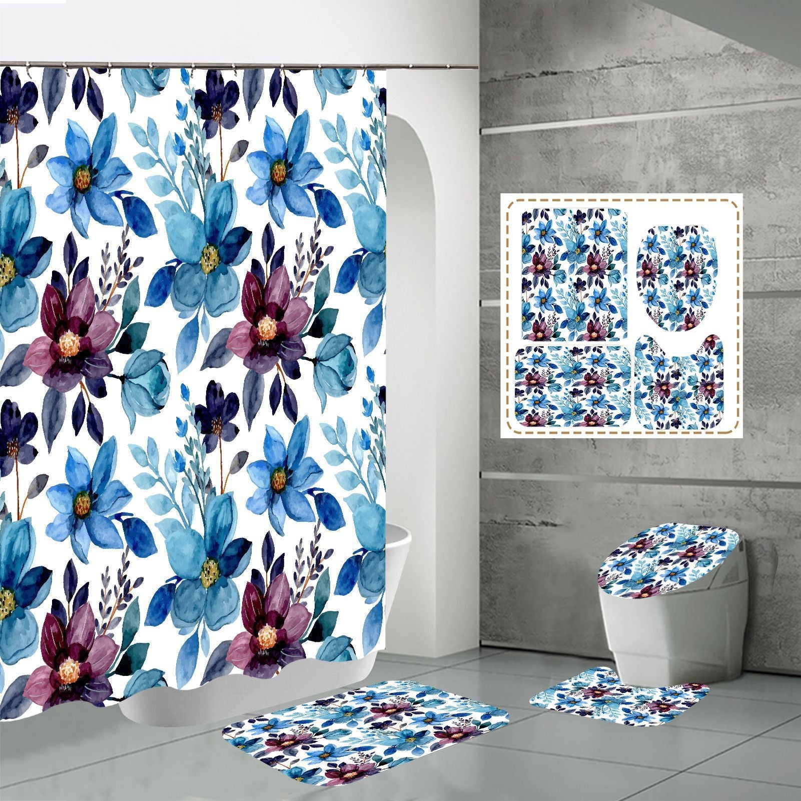 3D HD Digital Printing Bathroom Shower Curtain