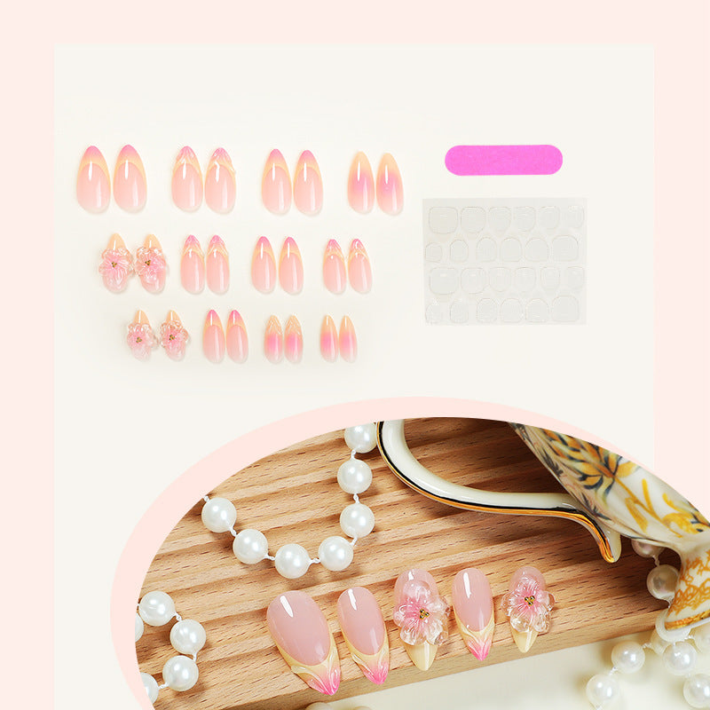 Handmade Pinch Flower Accessories Almond Nail Tips