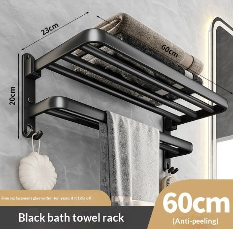 No-drill Bathroom Shelf Space Aluminum Towel Rack Storage Towel Holder Bathroom Hardware Accessory