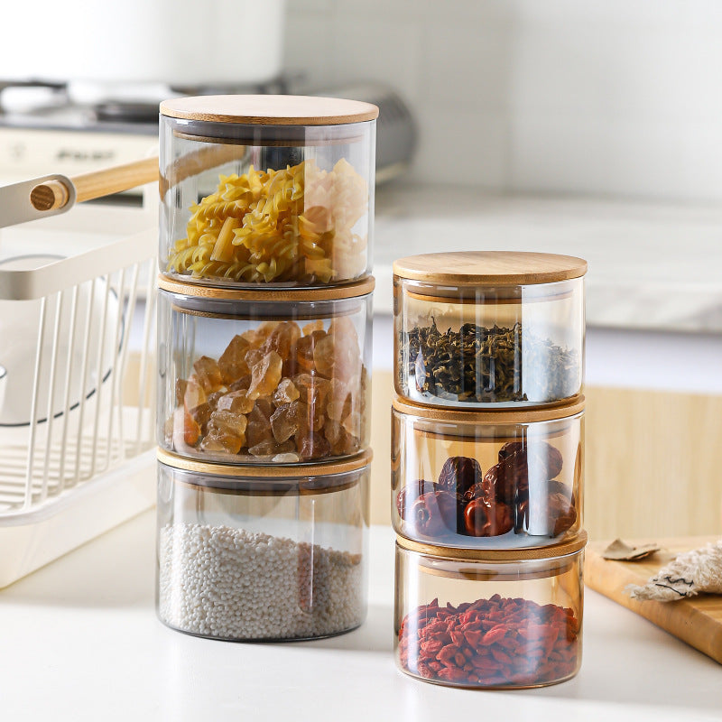 High Boron Straight Cylinder Tea Storage Jar With Wooden Lid