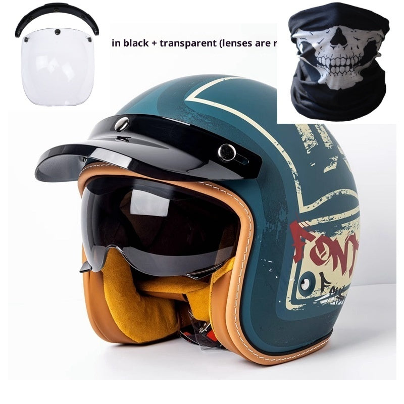 Motorcycle Helmet Motorcycle Helmet Men's And Women's Electric Car Built-in Goggles