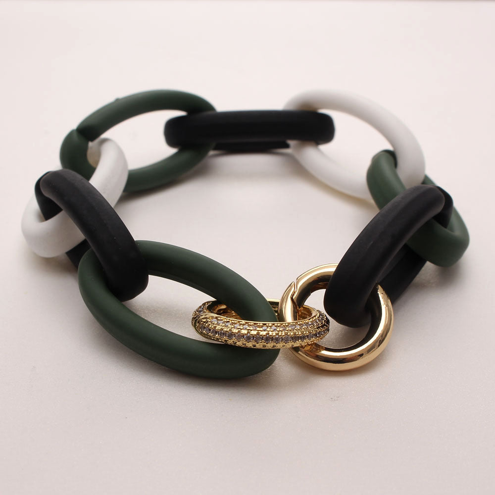 Fashion Resin Geometric Panel Acrylic Micropaved Zircon Bracelet