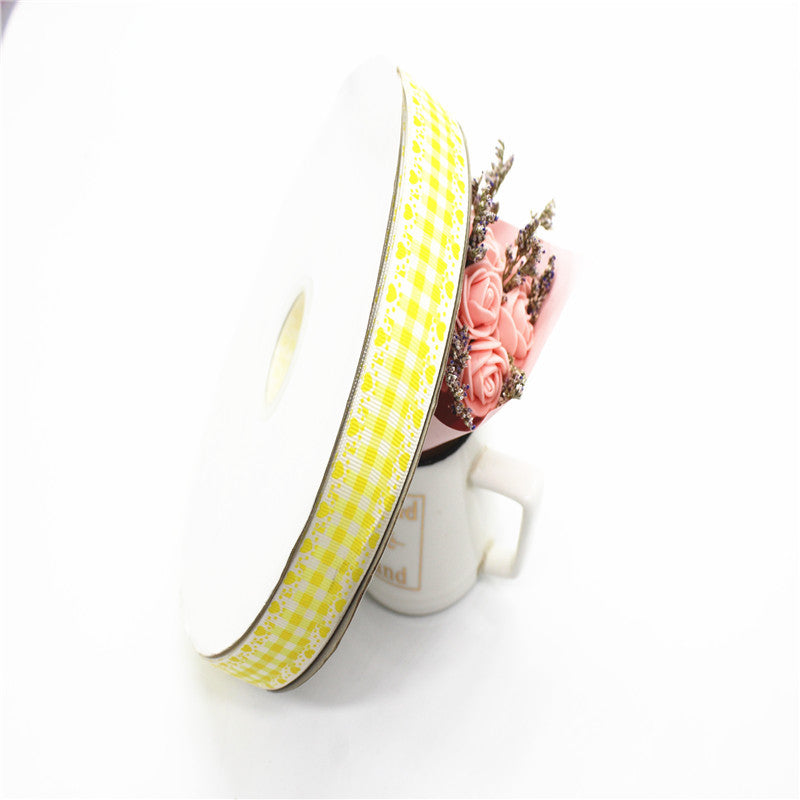 Plaid Two-color Printing Thread Belt Fabric Bow Handmade Hair Accessories DIY Ribbon