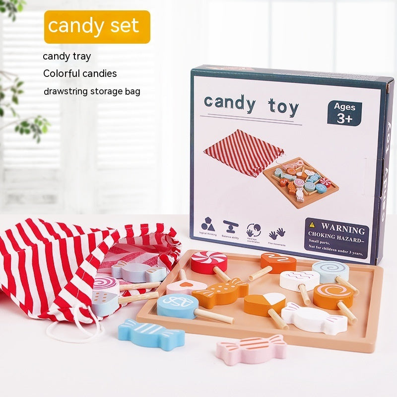 Simulation Play House Selling Car Candy Set Wooden Children Popcorn Wooden Kitchenware