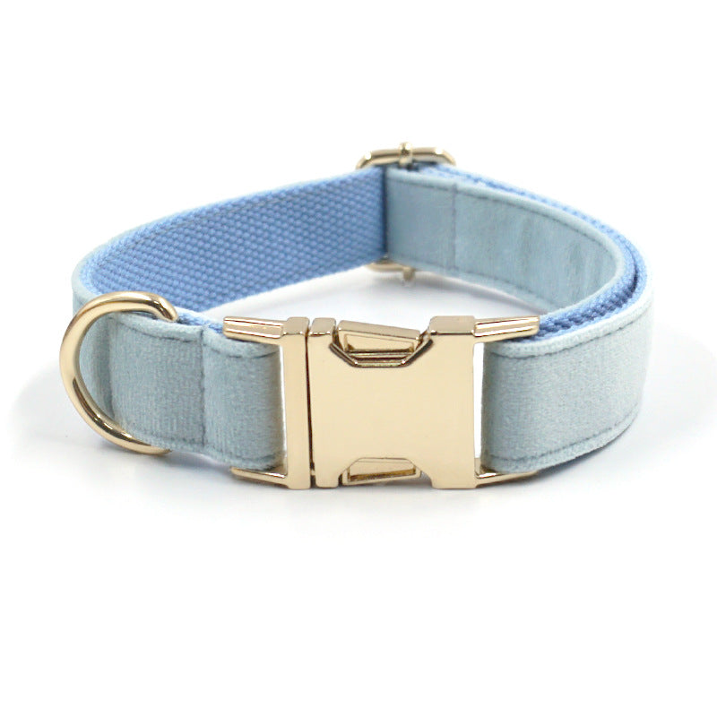 Sky Blue Velvet Gold Collar Leash Europe And America