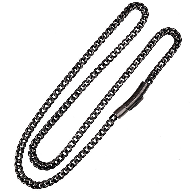 Vintage Smeared Square Keel Chain Titanium Steel Necklace