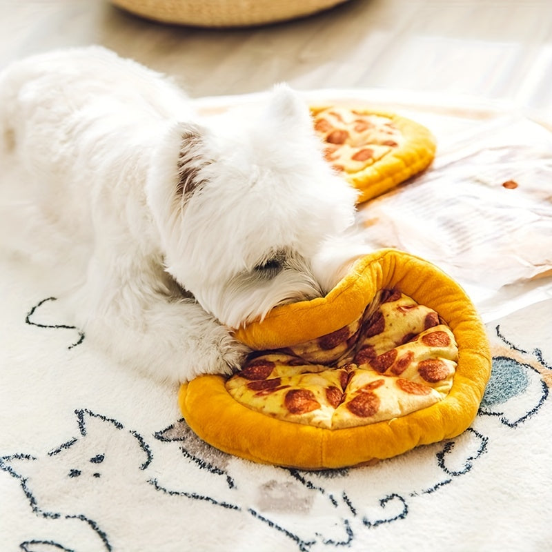 Pet Teddy Toy Pizza Grinding Teeth Squeaky Durable Dog Chewing Toy Interactive Supplies