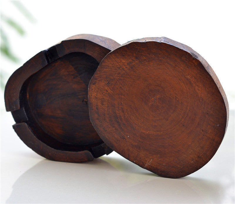 Characteristic Solid Wood Ashtray Personality With Cover