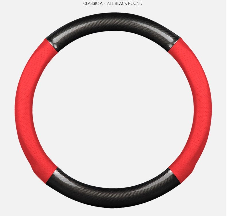 Leather carbon fiber steering wheel cover