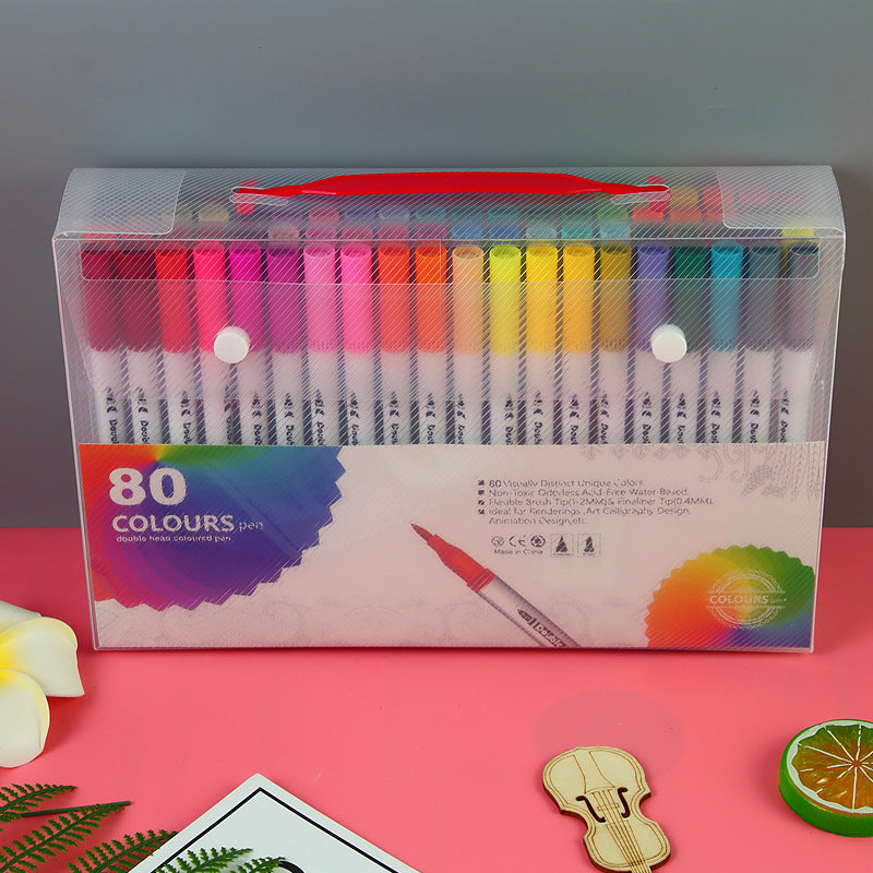 Water Based Double Head Washable Color Line Marker Creative Watercolor Pen Set