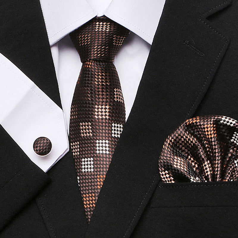 Men's Fashion Simple Cashew Flower Tie Three Pieces Set