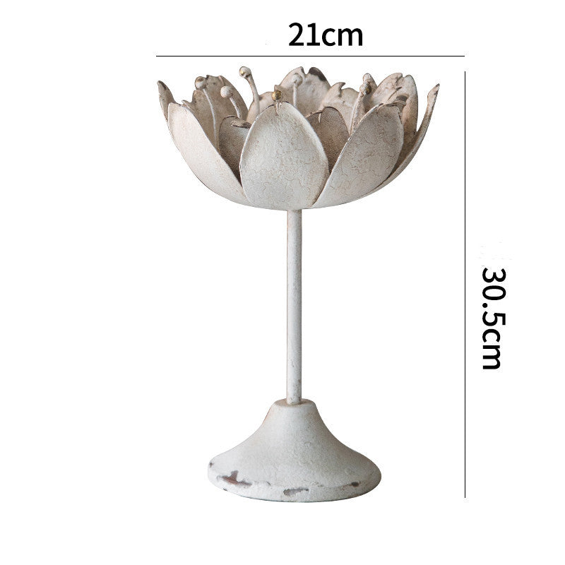 American Retro Solid Wood Wrought Iron Candle Holder Ornaments