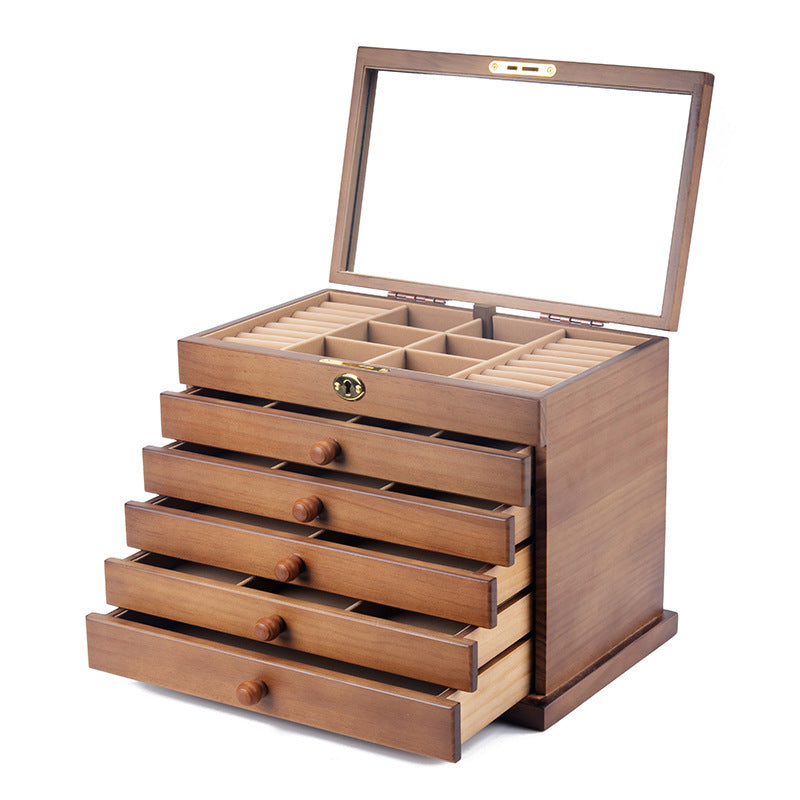 Antique Household Multi-layer Retro Solid Wood Jewelry Storage Box
