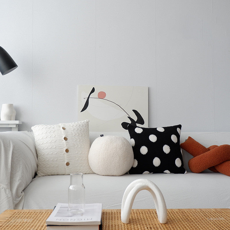 Nordic Black And White Polka Dot Ball Dot Pillow Cushion