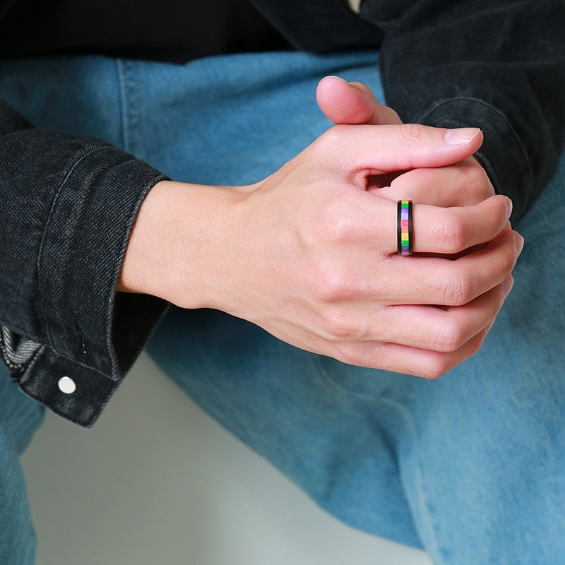 Pride Black Titanium Steel Six-color Ring
