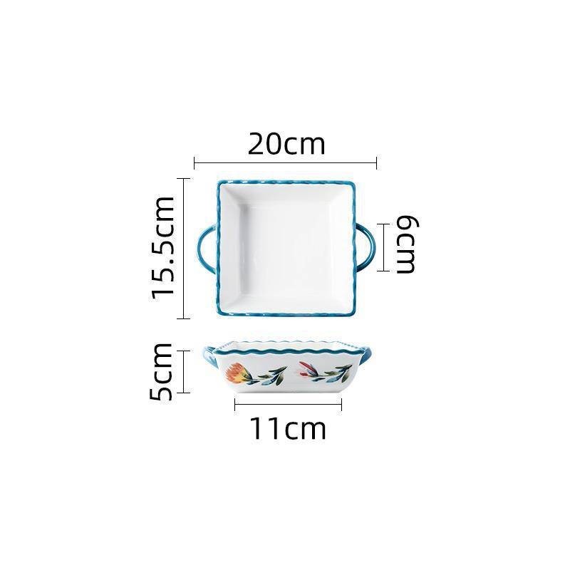 Home Baking Dish Ceramic Plate Creative Rectangular Plate