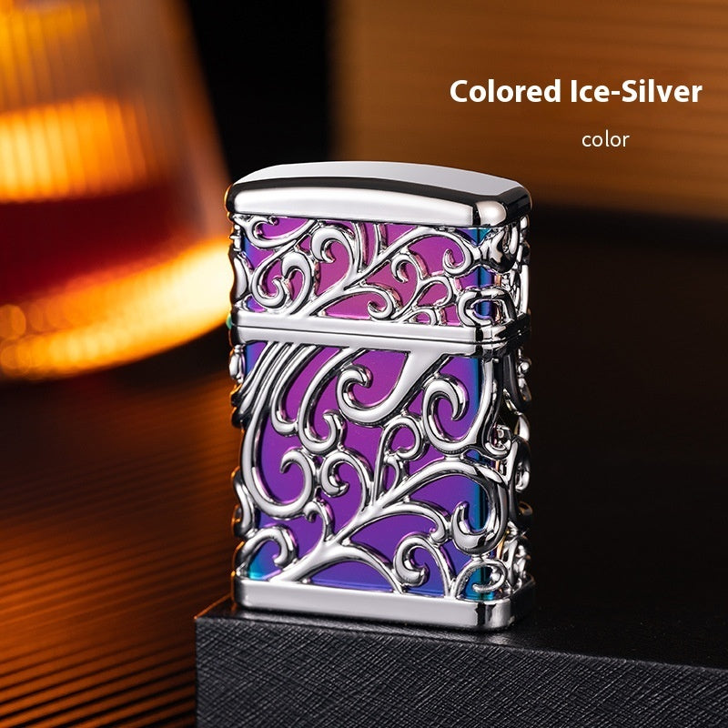 Creative Personality Gold Hollow Windproof Straight Punch Gas Lighters