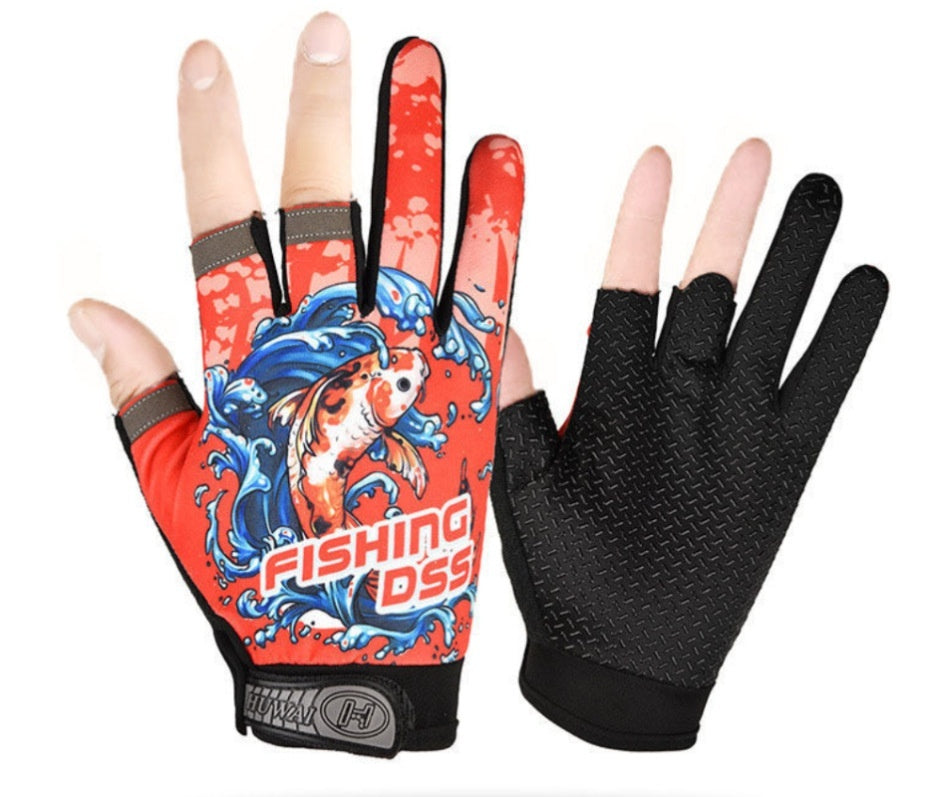 Cycling Lure Fishing Gloves Sun Protection Windproof