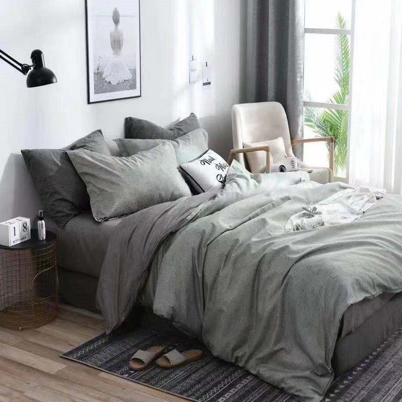 Three sets of textured stone quilt cover and pillowcase